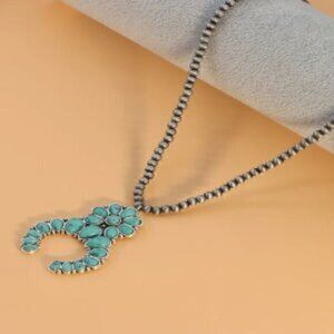 Turquoise Squash Blossom Beaded Native American Necklace